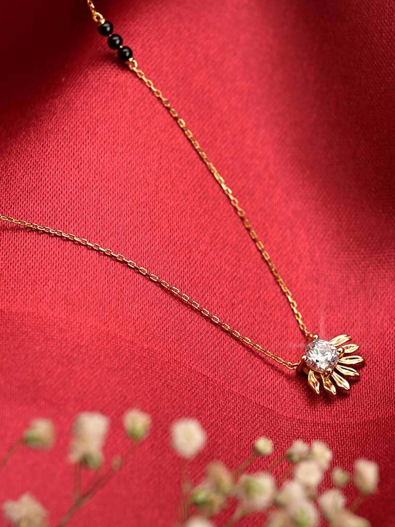 Elegant Diamond Sunflower Mangalsutra Necklace : MN-009