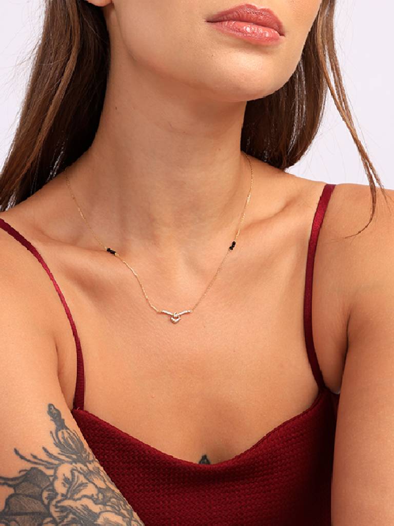 Dainty Minimalistic Diamond Mangalsutra : MN-011