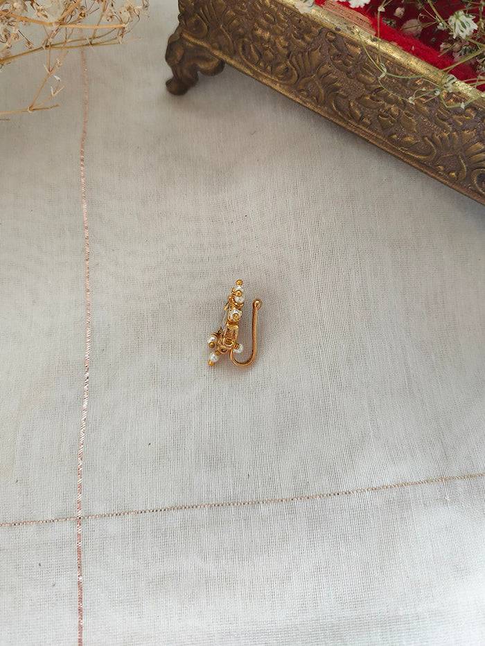 Pink Color Gold Plated Jadau Kundan Nosepin - Mnth105Wp : MNTH105WP