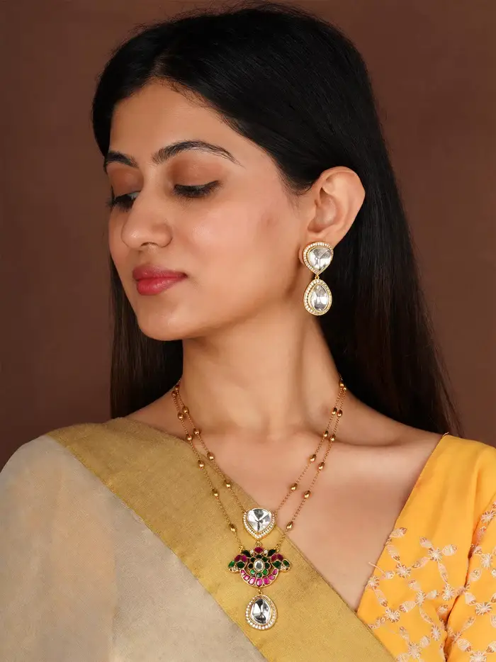 Multicolor Gold Plated Moissanite Necklace Set - Mo-S101M : MO-S101M