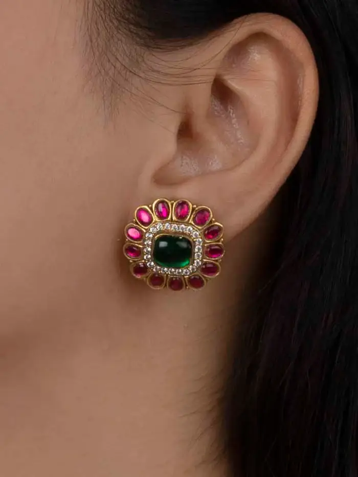 Multicolor Gold Plated Moissanite Necklace Set : MO-S46