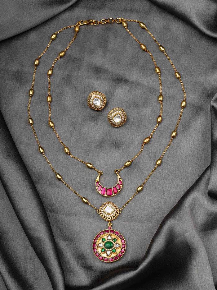 Multi-Color Gold Plated Moissanite Necklace Set : MO-S47