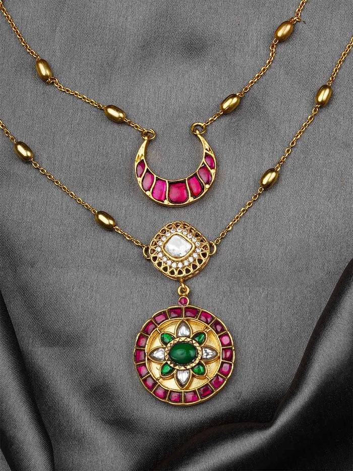 Multi-Color Gold Plated Moissanite Necklace Set : MO-S47