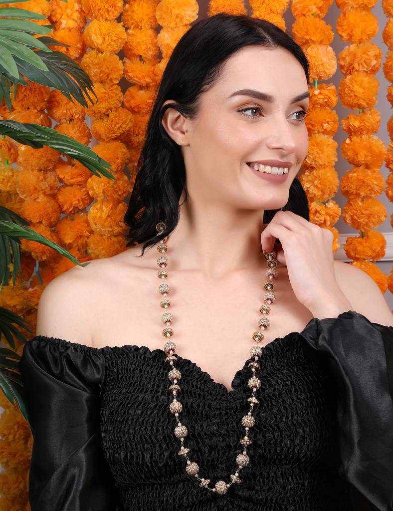 Timeless Single-Line Sona Moti Necklace : RMQJ0241