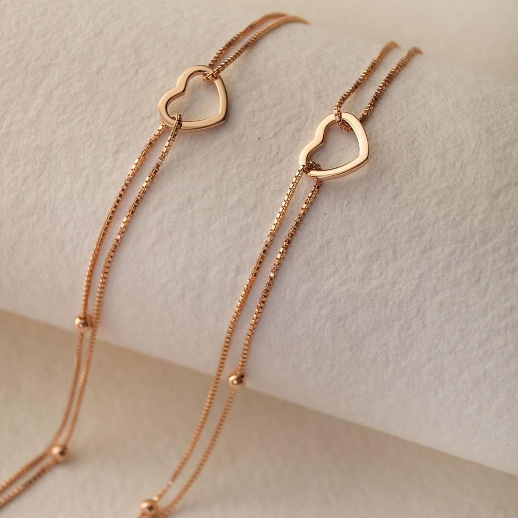 Halo Heart Rose Gold Plated Sterling Silver Anklet : MPRAP662D1573