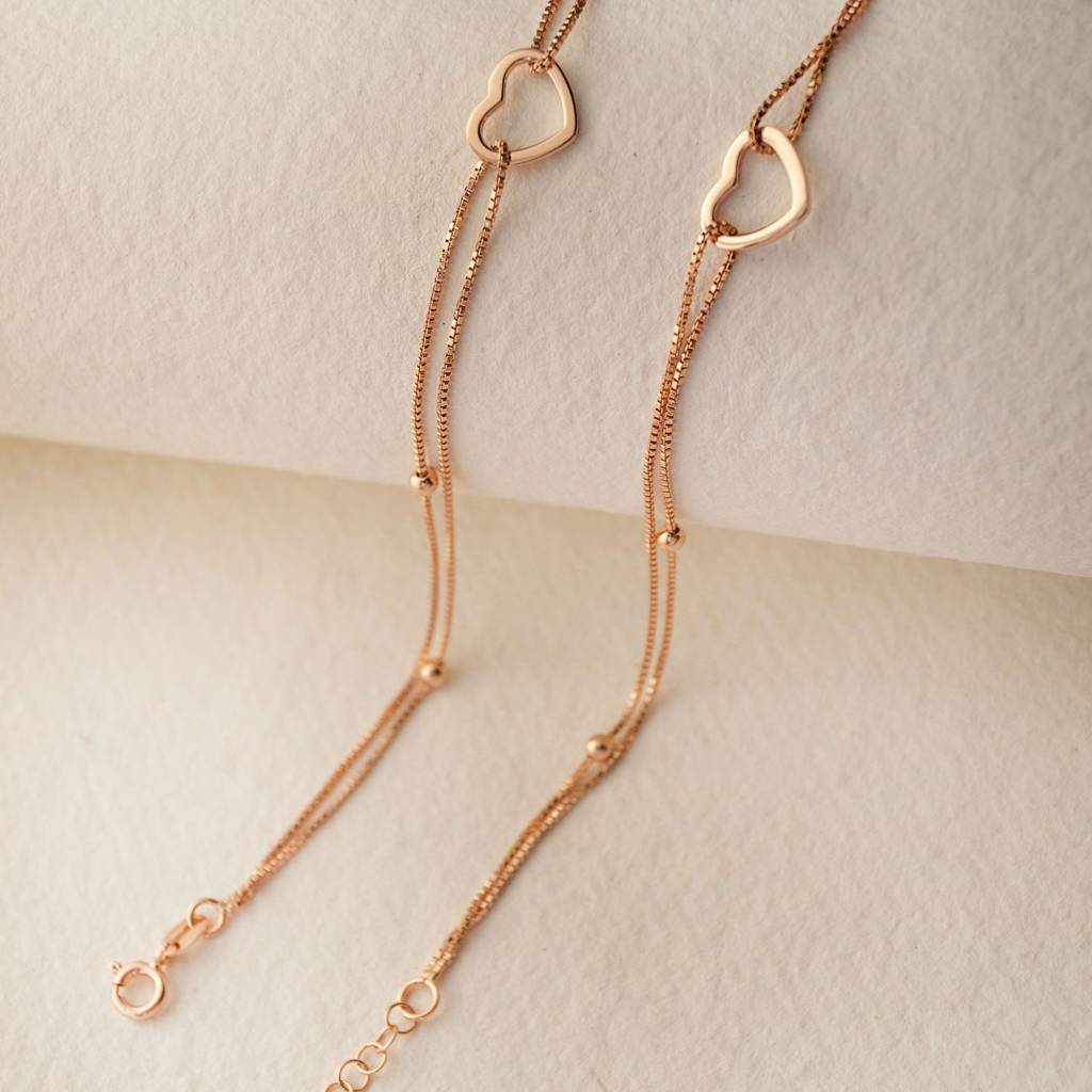 Halo Heart Rose Gold Plated Sterling Silver Anklet : MPRAP662D1573
