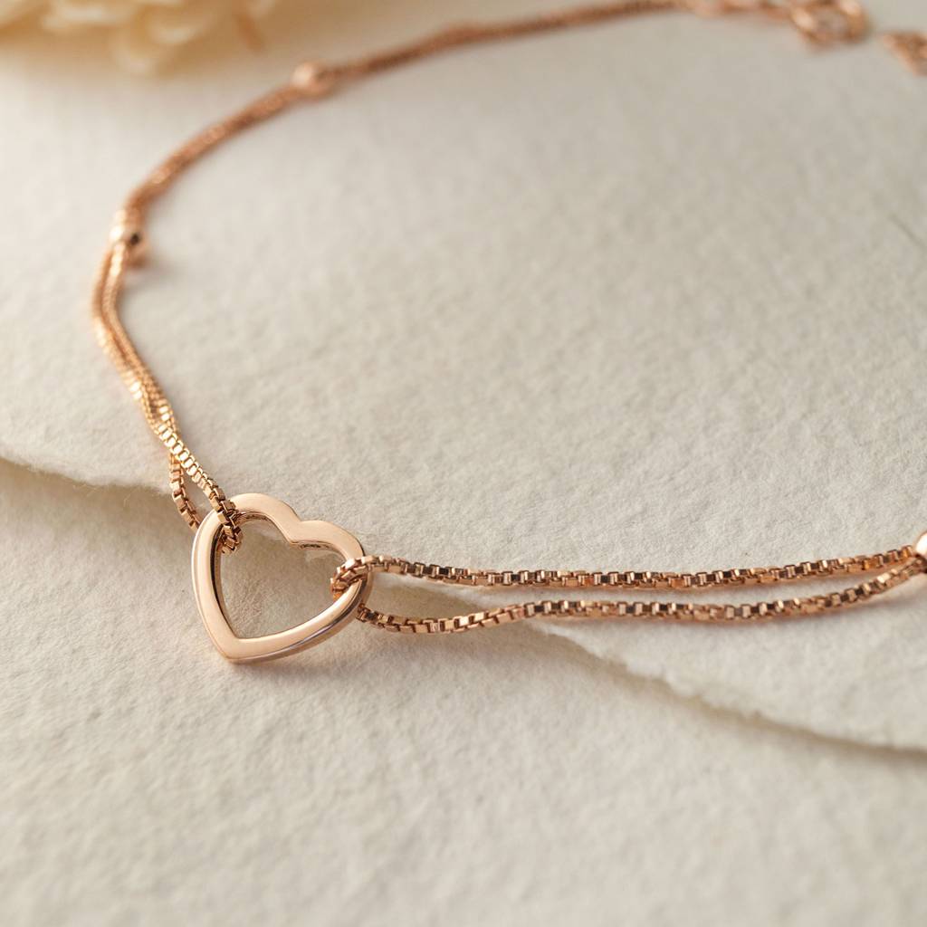 Halo Heart Rose Gold Plated Sterling Silver Anklet : MPRAP662D1573