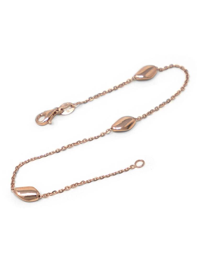 Mannash Tappered Station Beads Rose Gold Plated Sterling Silver Chain Bracelet : MPRBC733D1726