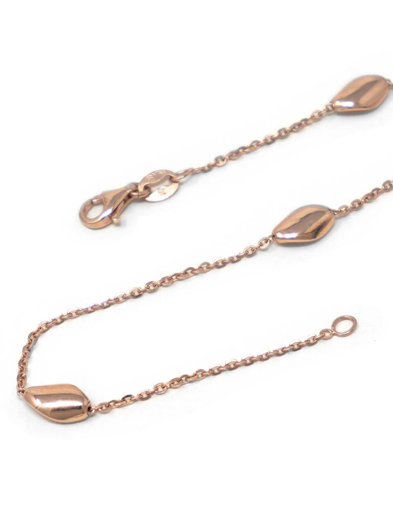 Mannash Tappered Station Beads Rose Gold Plated Sterling Silver Chain Bracelet : MPRBC733D1726