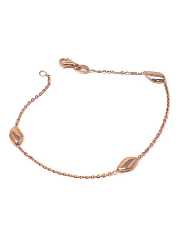 Mannash Tappered Station Beads Rose Gold Plated Sterling Silver Chain Bracelet : MPRBC733D1726