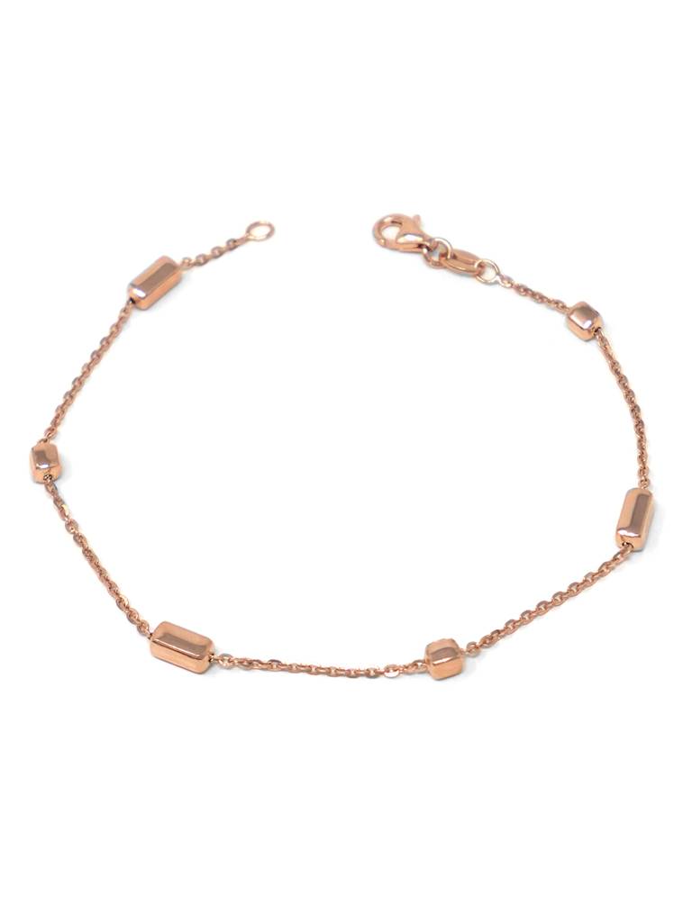 Mannash Beaded Station Rose Gold Plated Sterling Silver Chain Bracelet : MPRBC734D1727