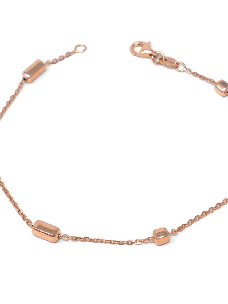 Mannash Beaded Station Rose Gold Plated Sterling Silver Chain Bracelet : MPRBC734D1727
