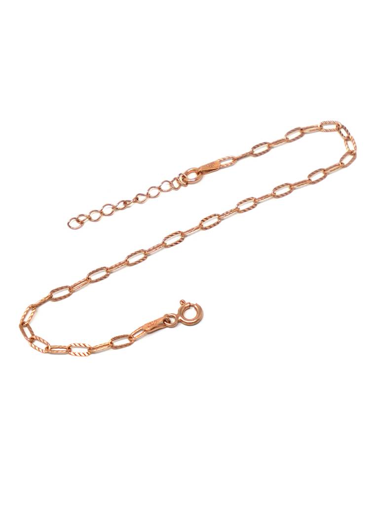 Mannash Sparkling Paper Clip Rose Gold Plated Sterling Silver Chain Bracelet : MPRBC739D1732