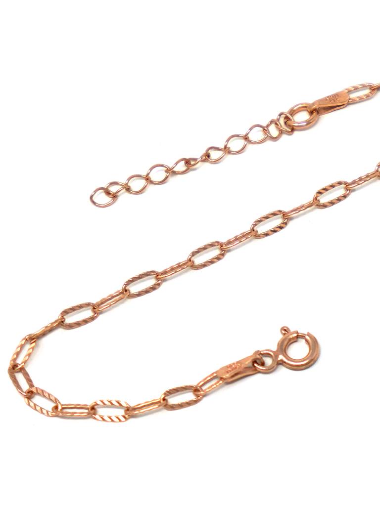 Mannash Sparkling Paper Clip Rose Gold Plated Sterling Silver Chain Bracelet : MPRBC739D1732