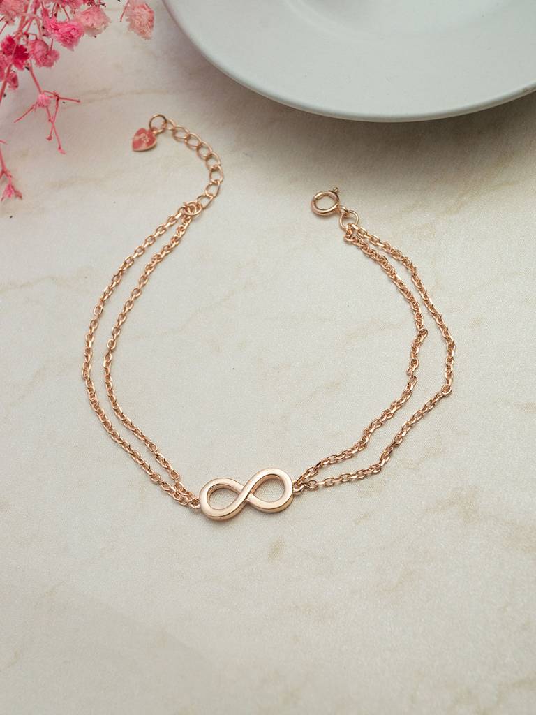 Infinity Connection Rose Gold Plated Sterling Silver Chain Bracelet : MPRBC826D1943