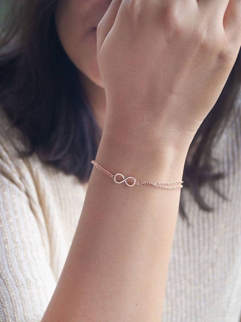 Infinity Connection Rose Gold Plated Sterling Silver Chain Bracelet : MPRBC826D1943