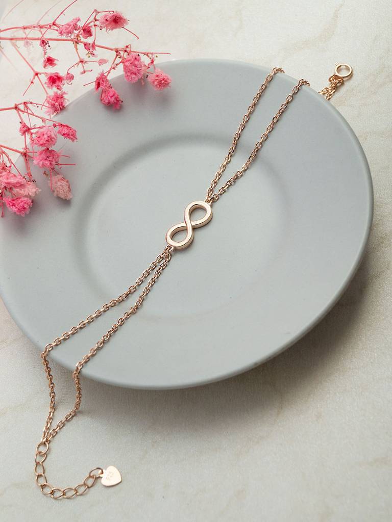 Infinity Connection Rose Gold Plated Sterling Silver Chain Bracelet : MPRBC826D1943
