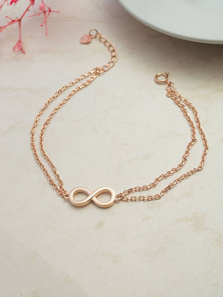 Infinity Connection Rose Gold Plated Sterling Silver Chain Bracelet : MPRBC826D1943
