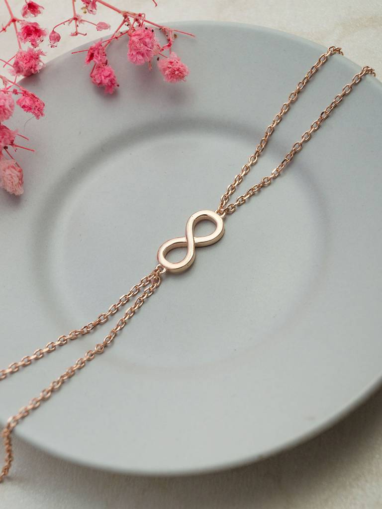 Infinity Connection Rose Gold Plated Sterling Silver Chain Bracelet : MPRBC826D1943