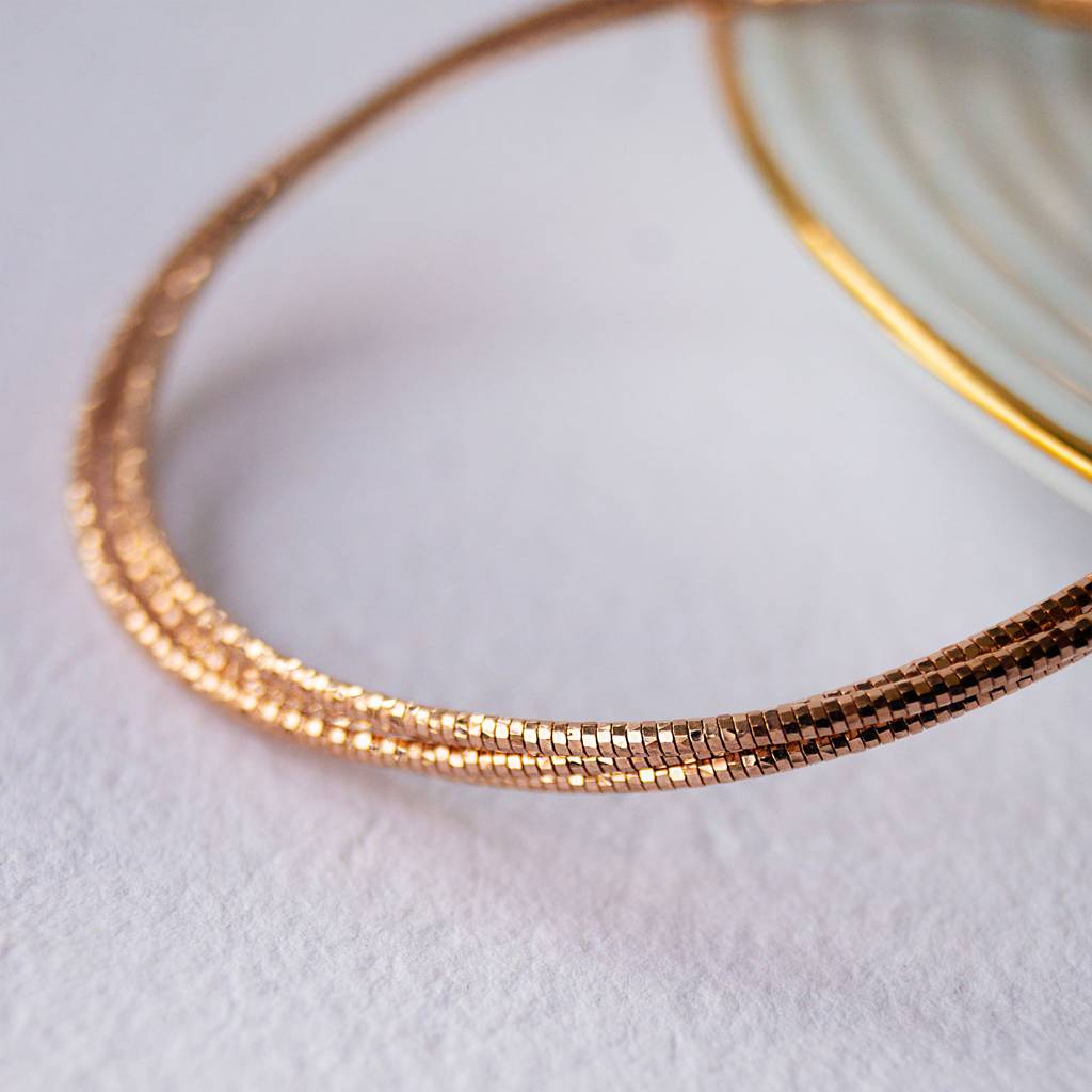 Mannash 3 Layer Shimmering Rose Gold Plated Sterling Silver Flexible Bracelet : MPRBI177D354