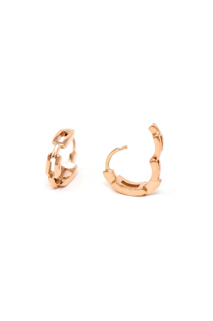 Interlinked Front And Back Rose Gold Plated Sterling Silver Hoop Earrings : MPREH608D1456