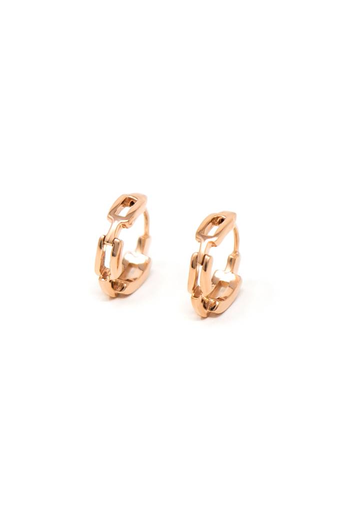 Interlinked Front And Back Rose Gold Plated Sterling Silver Hoop Earrings : MPREH608D1456