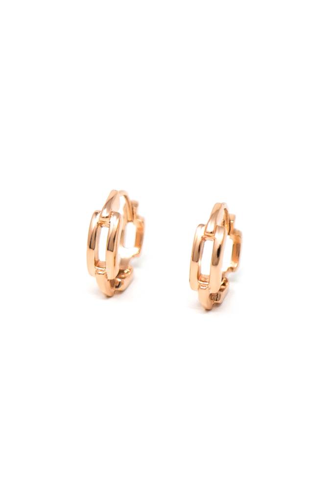 Interlinked Front And Back Rose Gold Plated Sterling Silver Hoop Earrings : MPREH608D1456