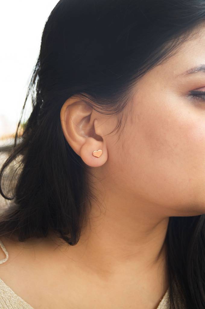 Classic Heart Gold Plated Sterling Silver Stud Earrings : MPRES611D1462