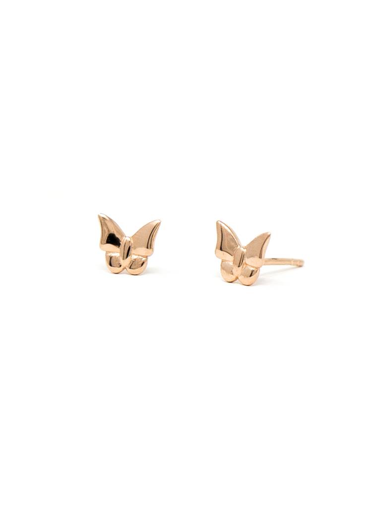 Fluttering Butterflies Rose Gold Plated Sterling Silver Stud Earrings : MPRES613D1466