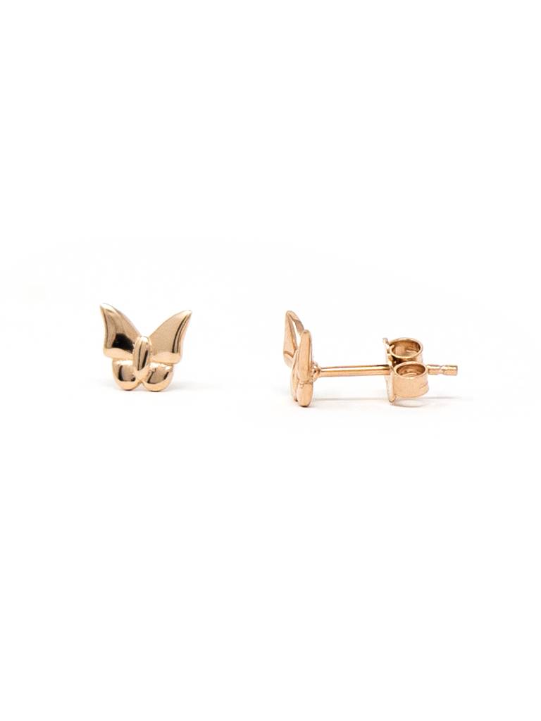 Fluttering Butterflies Rose Gold Plated Sterling Silver Stud Earrings : MPRES613D1466