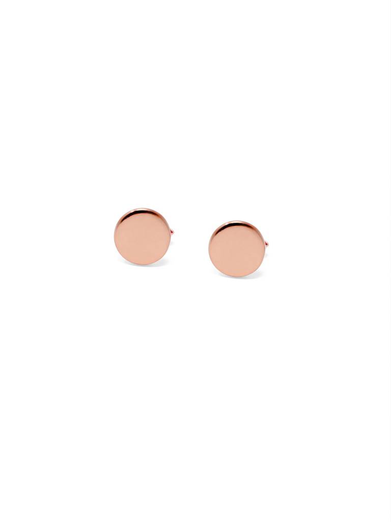 Classic Evergreen Circle Rose Gold Plated Sterling Silver Stud Earrings