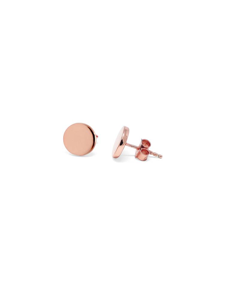 Classic Evergreen Circle Rose Gold Plated Sterling Silver Stud Earrings