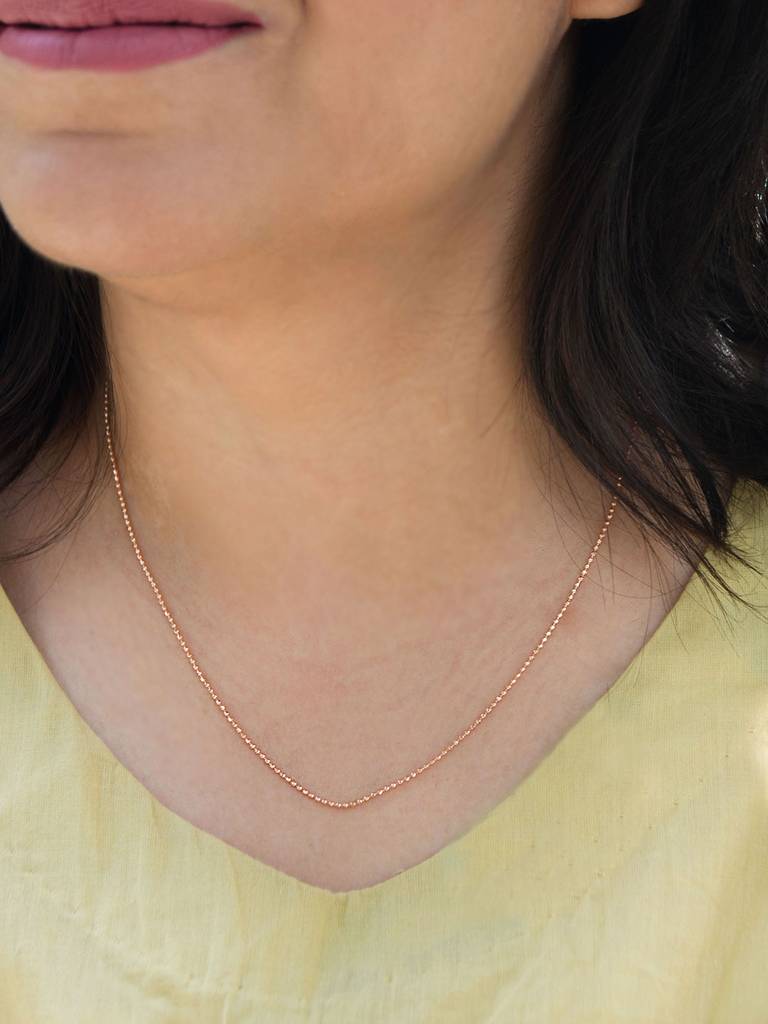 Mannash Shinning Tiny Balls Rose Gold Plated Sterling Silver Chain : MPRNC533D1261