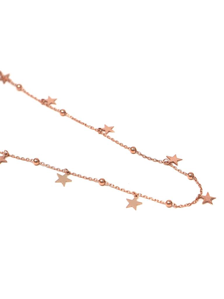 Mannash Star Sprinkle Rose Gold Plated Sterling Silver Chain : MPRNC538D1271