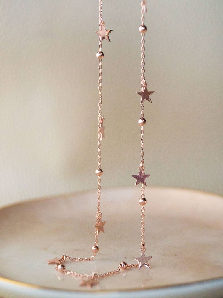 Mannash Star Sprinkle Rose Gold Plated Sterling Silver Chain : MPRNC538D1271