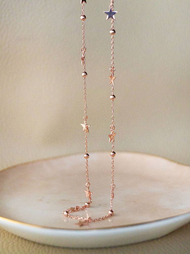 Mannash Star Sprinkle Rose Gold Plated Sterling Silver Chain : MPRNC538D1271