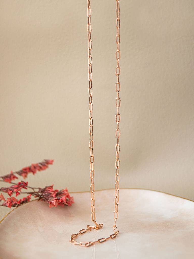 Mannash Classic Paper Clip Rose Gold Plated Sterling Silver Chain : MPRNC616D1473