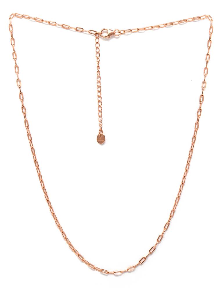 Mannash Classic Paper Clip Rose Gold Plated Sterling Silver Chain : MPRNC616D1473