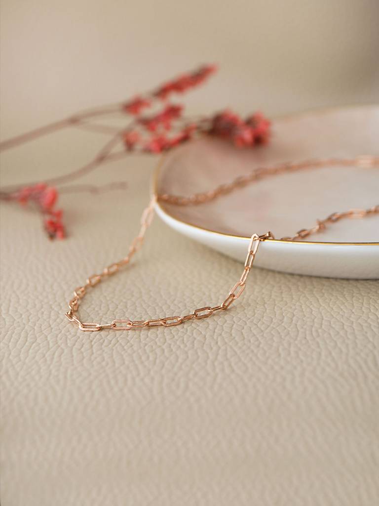 Mannash Classic Paper Clip Rose Gold Plated Sterling Silver Chain : MPRNC616D1473