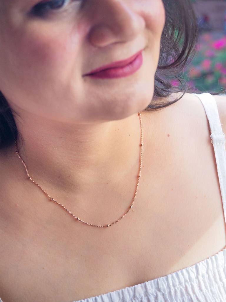 Mannash Granulated Station Gold Plated Sterling Silver Chain : MPRNC619D1478