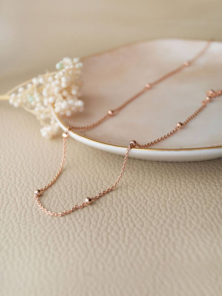 Mannash Granulated Station Gold Plated Sterling Silver Chain : MPRNC619D1478