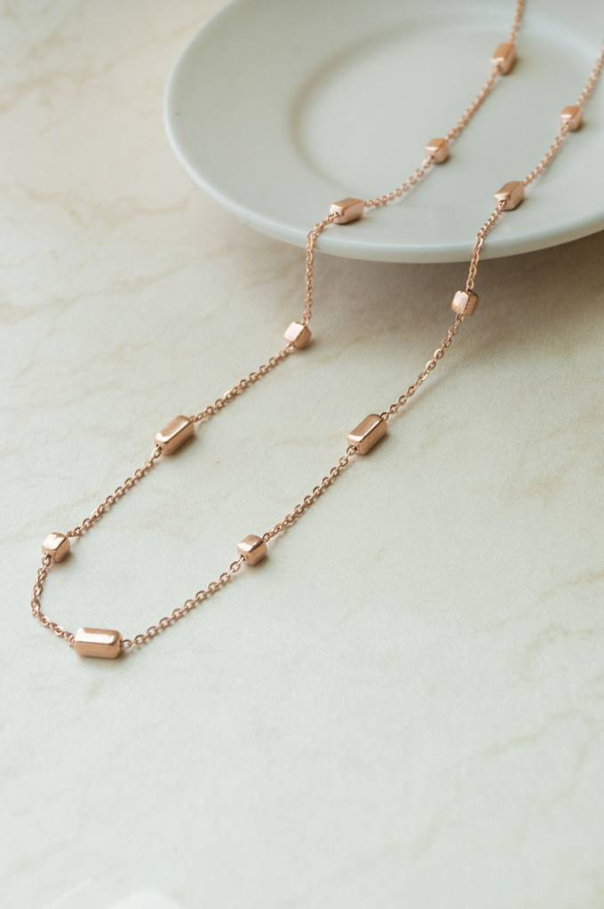 Mannash Cuboidal Game Rose Gold Plated Sterling Silver Chain : MPRNC872D2031