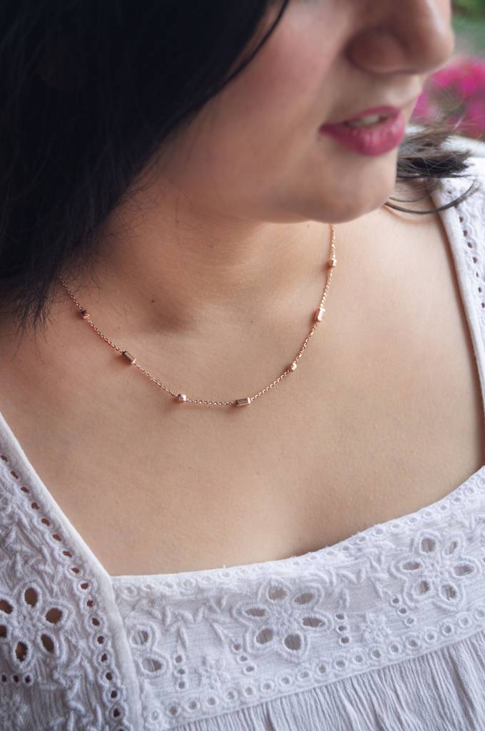 Mannash Cuboidal Game Rose Gold Plated Sterling Silver Chain : MPRNC872D2031