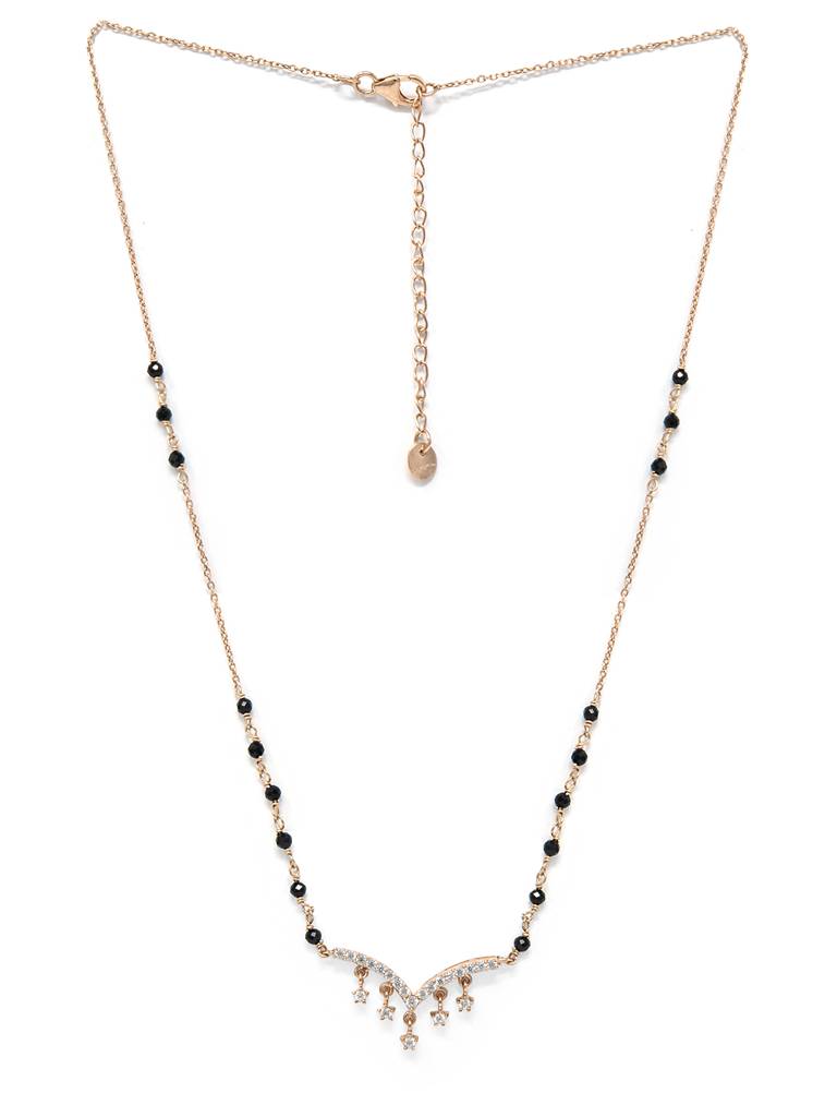 Charming Tiny Circles Rose Gold Plated Sterling Silver Chain Necklace : MPRND548D1308