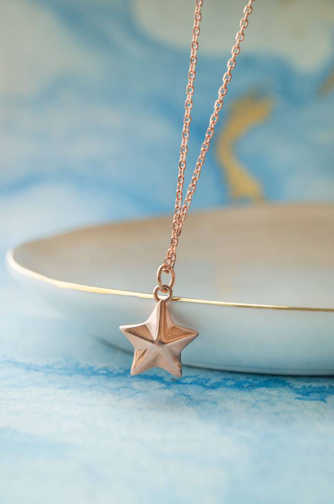 Cool Star Rose Gold Plated Sterling Silver Chain Necklace : MPRND828D1945