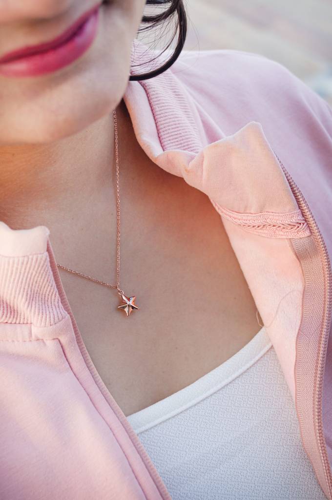 Cool Star Rose Gold Plated Sterling Silver Chain Necklace : MPRND828D1945