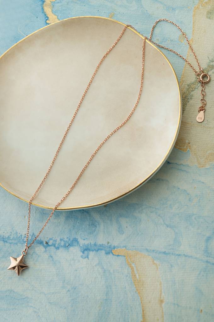 Cool Star Rose Gold Plated Sterling Silver Chain Necklace : MPRND828D1945