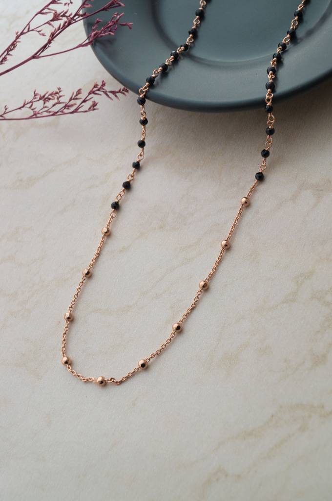 Long Necklace Yellow Gold-plated Sterling Silver Black Filigree Oval Stations
