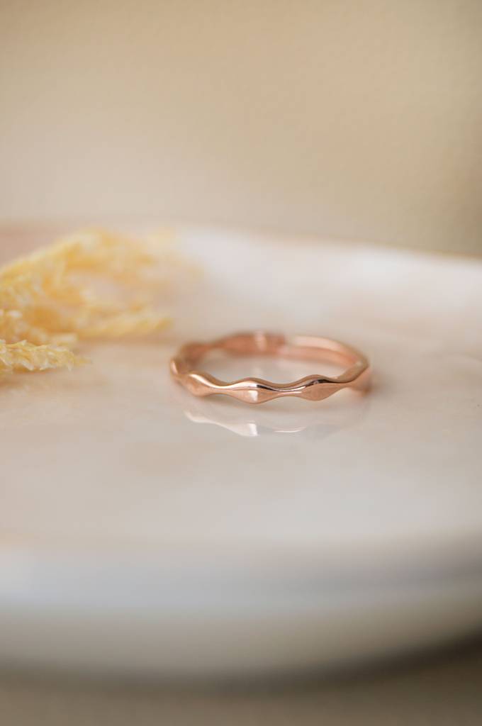Rose Gold Ring Thin Wave Ring Rose Gold Cute Thin Rings Pretty