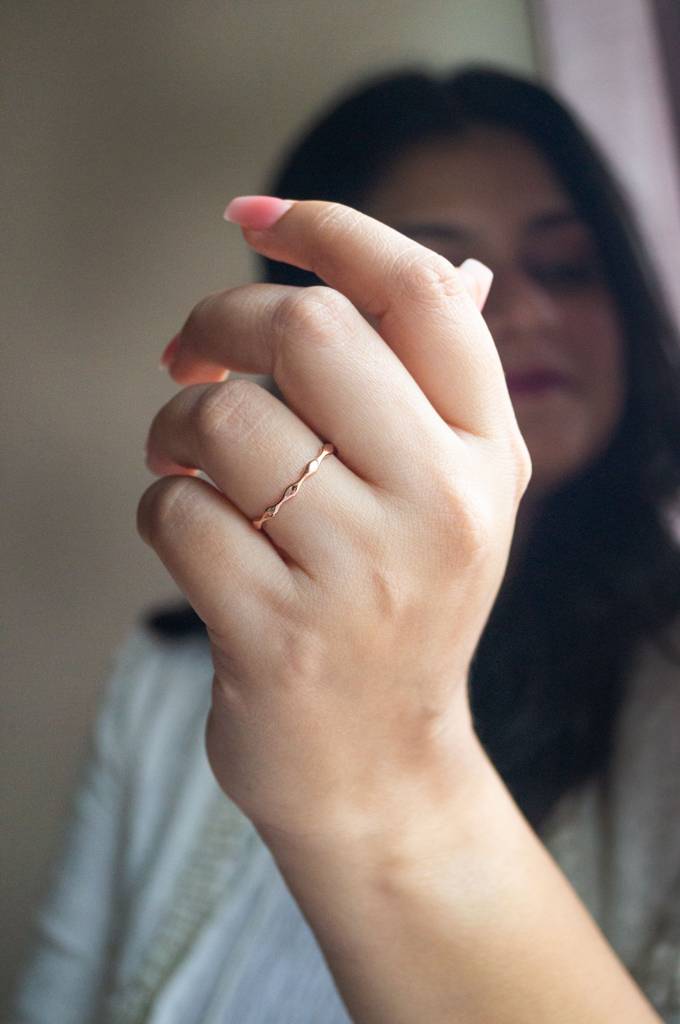 Pretty Wave Rose Gold Plated Sterling Silver Adjustable Ring : MPRRA598D1437